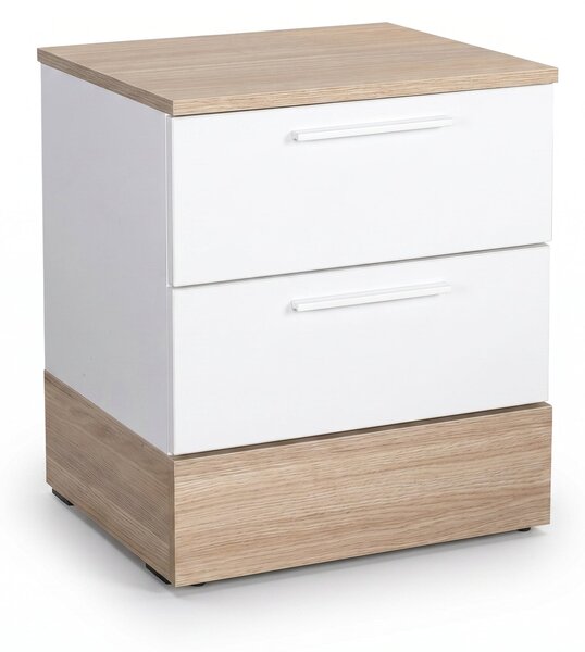 Noptiera Adore Base, 2 sertare, Alb, 45x52x40 cm
