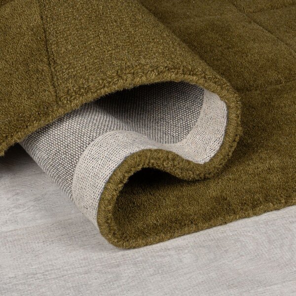 Covor kaki țesut manual din lână 120x170 cm Checkerboard – Flair Rugs