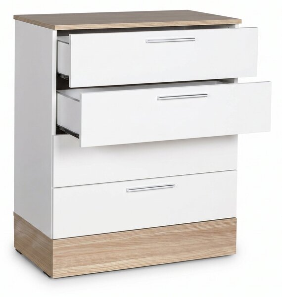 Comoda Adore Base, 4 sertare, Crem / Alb, 72x88x40 cm