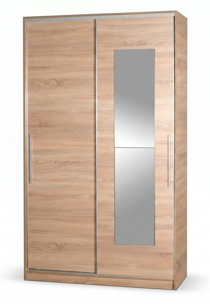 Dulap Haine Adore Elit Plus, 2 usi glisante cu oglinda, Sonoma, 120x207x52 cm