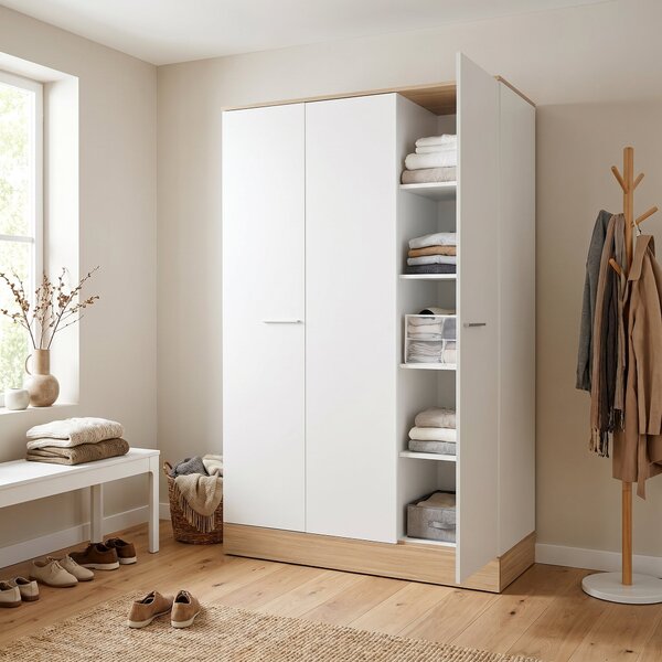 Dulap Haine Adore Base, 3 usi, Alb, 120x197x52 cm