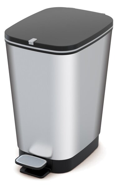 Coș de gunoi argintiu cu pedală din plastic 25 l Chic Bin – KIS