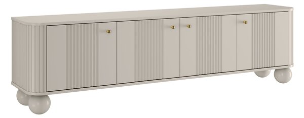 Dulap TV Vesper 4D 187 cm - cașmir / mânere aurii / picioare rotunde