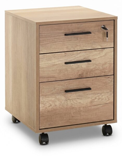 Corp Mobil Adore New York Rollbox Office, 3 Sertare, sertar cu cheie, Natur, 45x63x51 cm