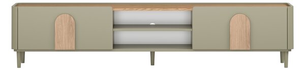 Comodă TV Amilio 220 cm cu sertar - eucalipt / stejar baltic dune / mânere stejar natural