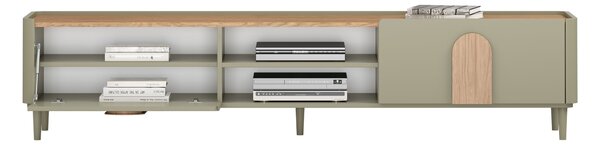 Comodă TV Amilio 220 cm cu sertar - eucalipt / stejar baltic dune / mânere stejar natural