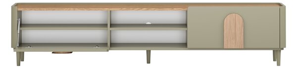 Comodă TV Amilio 220 cm cu sertar - eucalipt / stejar baltic dune / mânere stejar natural