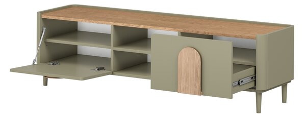 Comodă TV Amilio 170 cm cu sertar - eucalipt / stejar baltic dune / mânere stejar natural