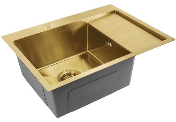 Rea Fin, chiuvetă din oțel cu 1 compartiment 620x480x185 mm, auriu mat, ZLE-06013