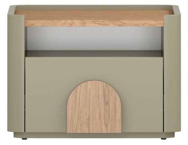 Noptieră Amilio 50 cm - eucalipt / stejar baltic dune / mânere stejar natural