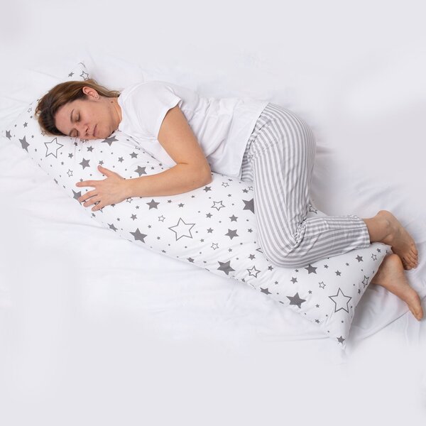 Perna pentru dormit lateral cu husa din bumbac detasabila 145x45 cm Kidizi Galaxy Grey