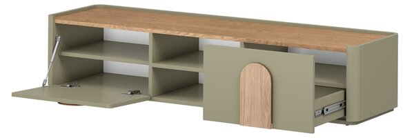 Comodă TV Amilio 170 cm - eucalipt / stejar baltic dune / mânere stejar natural