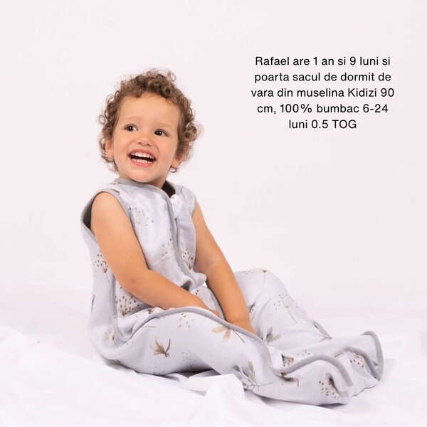 Set 2 saci de dormit copii de vara din muselina Kidizi Dragonfly Birdy 90 cm, 100% bumbac, 6-24 luni 0.5 TOG