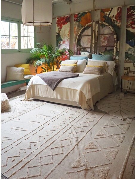 Covor alb lavabil/țesut manual din bumbac 200x300 cm Tribu Natural – Lorena Canals