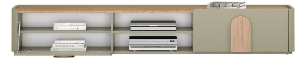 Comodă TV cu sertar Amilio 220 cm - eucalipt / stejar baltic dune / mânere stejar natural
