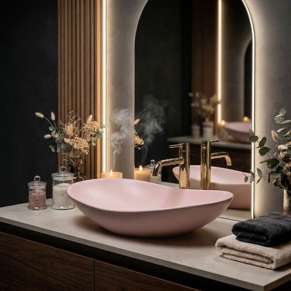 Lavoar pentru blat Rea Royal Powder Pink Matt