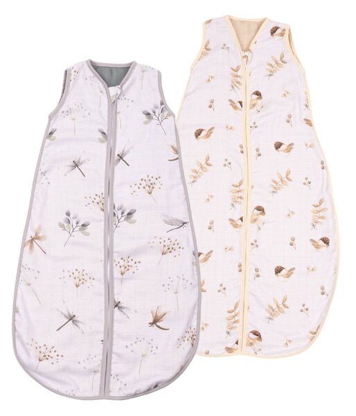 Set 2 saci de dormit copii de vara din muselina Kidizi Dragonfly Birdy 90 cm, 100% bumbac, 6-24 luni 0.5 TOG