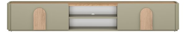 Comodă TV cu sertar Amilio 220 cm - eucalipt / stejar baltic dune / mânere stejar natural