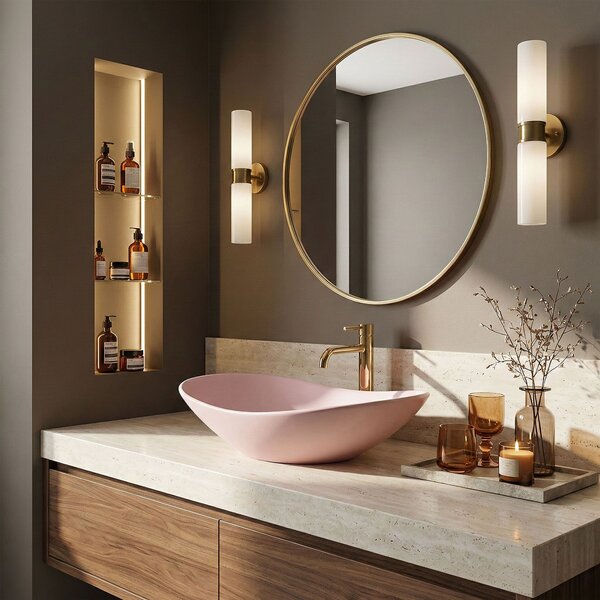 Lavoar pentru blat Rea Royal Powder Pink Matt