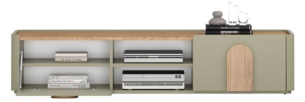 Comodă TV Amilio 170 cm - eucalipt / stejar baltic dune / mânere stejar natural