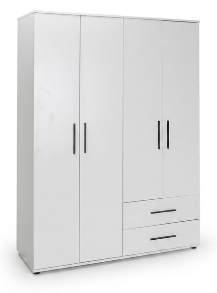 Dulap Haine Adore White, 4 usi si 2 sertare, Alb, 137x187x52 cm