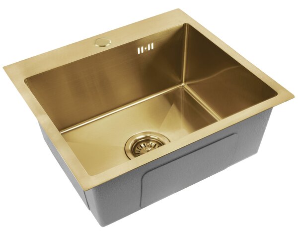 Rea Leo, chiuvetă din oțel cu 1 compartiment 500x450x185 mm, auriu mat, ZLE-06004