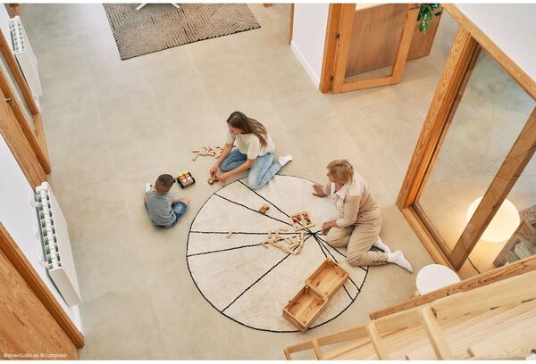 Covor crem lavabil/țesut manual rotund din bumbac ø 160 cm Trace Beige – Lorena Canals