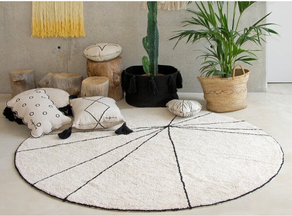 Covor crem lavabil/țesut manual rotund din bumbac ø 160 cm Trace Beige – Lorena Canals