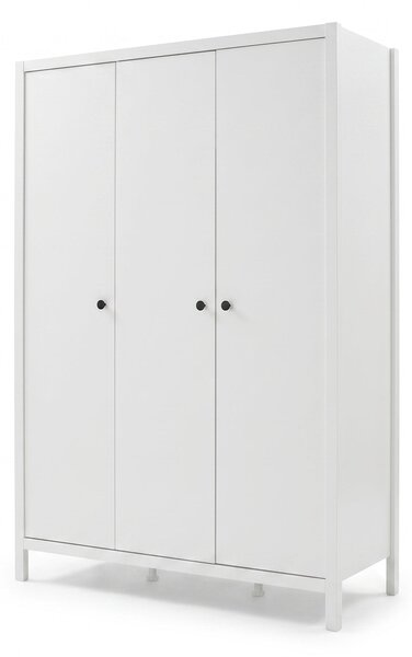 Dulap Haine MDF Adore Rustic, cu 3 usi si umarase, 6 rafturi, Alb, 125x196x54 cm