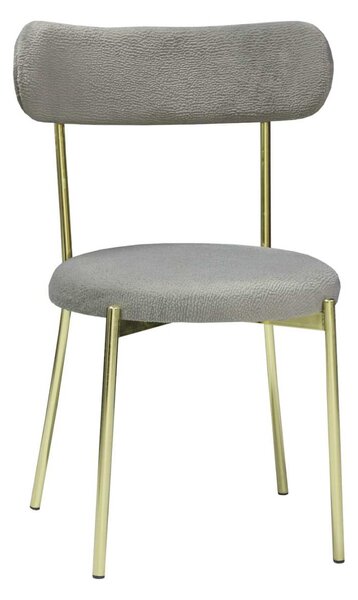 Set 4 Scaune Bucătărie Lana Gri, tapițate cu stofă boucle, picioare metalice gold, 83×53×43 cm