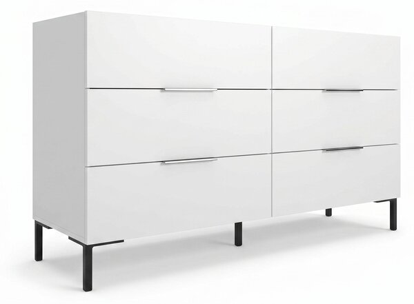 Comoda Adore Oryana, 3 sertare, Alb - Nuc, 140x81x44 cm