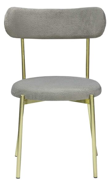 Set 6 Scaune Bucătărie Lana Gri, tapițate cu stofă boucle, picioare metalice gold, 83×53×43 cm