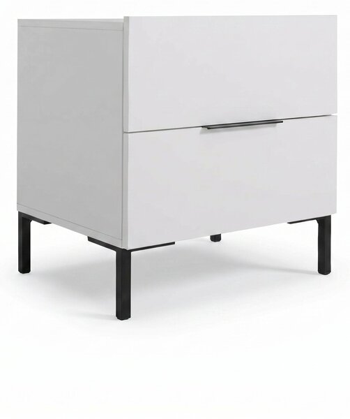 Noptiera Adore Oryana, 2 sertare, Alb - Nuc, 55x59x44 cm