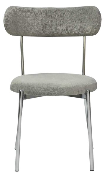 Scaun Bucătărie Lana Gri, tapițat cu stofă boucle, picioare metalice crom, 83×53×43 cm