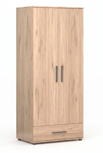 Dulap Haine Adore Trendline cu 2 usi si sertar, Stejar, 80x187x52 cm