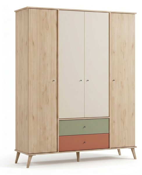 Dulap Haine Adore Tiffany, 4 usi, 2 sertare, Multicolor, 162x200x54 cm