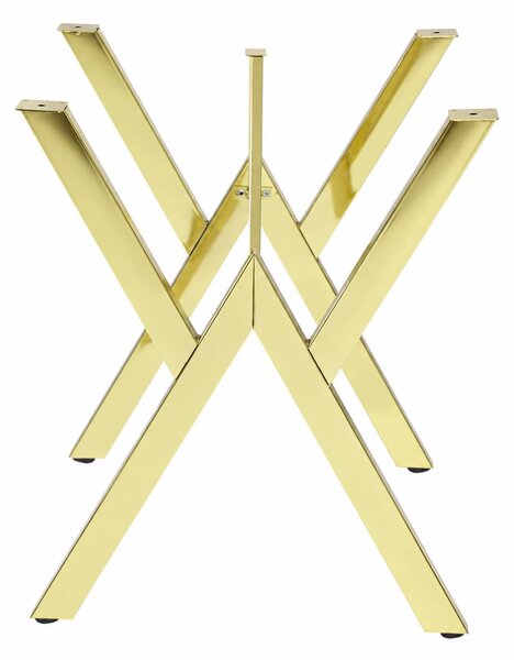Masă Fixă Ovală Alessia Albă, Blat PAL, Picioare Metalice Aurii, 140×80×74 cm
