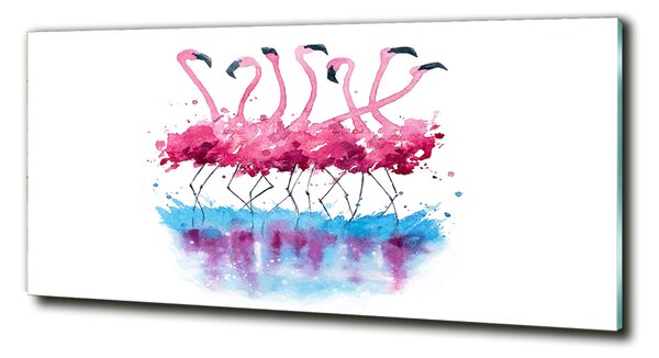 Tablou pe pe sticlă Flamingos