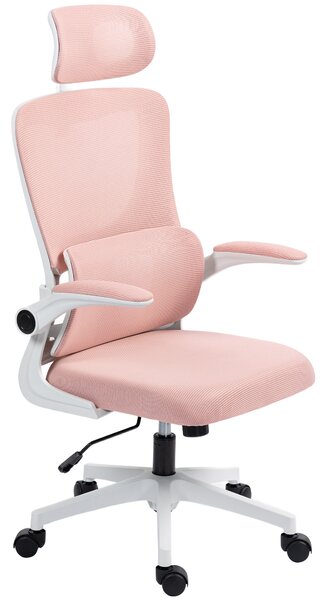 Vinsetto Scaun de Birou Ergonomic cu Tetieră Detașabilă Roz | Aosom Romania