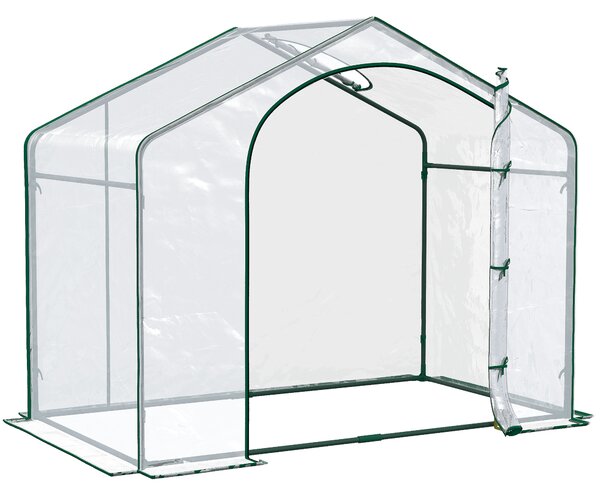 Outsunny Sera Cabina Portabila 6' x 3' x 6', Folie PE, Sera de Gradina cu Cadru de Otel, Usa cu Fermoar, Aerisire Superioara, pentru Flori, Legume, Puieti, Plante Tropicale, Verde | Aosom Romania