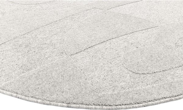 Covor gri deschis rotund din lână ø 120 cm Morphic Botanica – Agnella