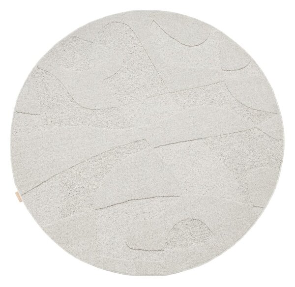 Covor gri deschis rotund din lână ø 120 cm Morphic Botanica – Agnella