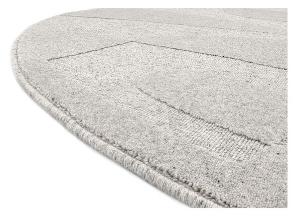 Covor gri deschis rotund din lână ø 120 cm Morphic Botanica – Agnella