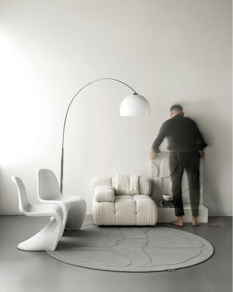 Covor gri rotund din lână ø 120 cm Morphic Organica – Agnella