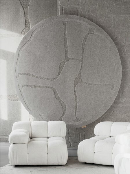 Covor gri rotund din lână ø 120 cm Morphic Organica – Agnella