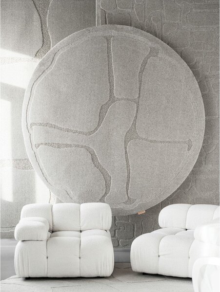 Covor gri deschis rotund din lână ø 133 cm Morphic Organica – Agnella