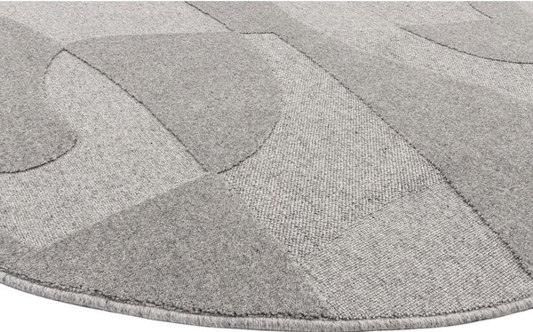 Covor gri rotund din lână ø 120 cm Morphic Botanica – Agnella