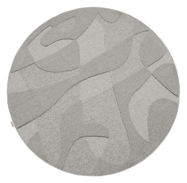 Covor gri rotund din lână ø 120 cm Morphic Botanica – Agnella