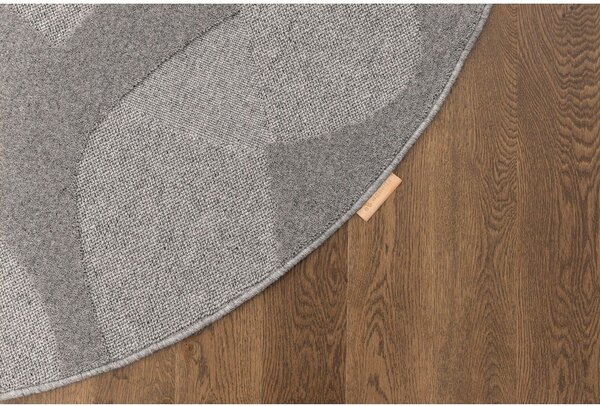Covor gri rotund din lână ø 120 cm Morphic Botanica – Agnella