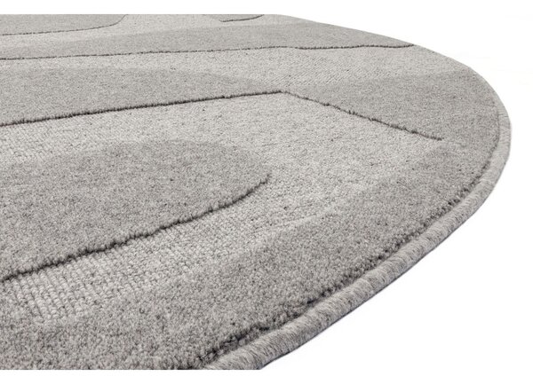 Covor gri rotund din lână ø 120 cm Morphic Botanica – Agnella